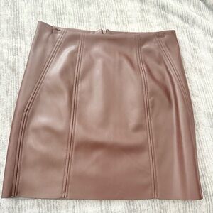 Elegant Brown Leather Skirt